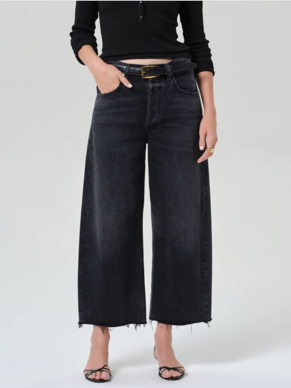 Citizens of Humanity Ayla Raw Hem Crop Wide Leg Jeans Size 23
